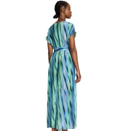 Armani Exchange Dress Womens Blue Ocean Waves Midi Dress 