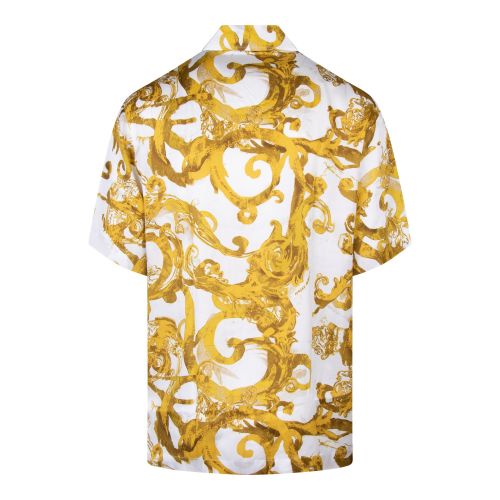 Versace Jeans Couture Shirt Mens White/Gold Baroque Twill Viscose S/s Shirt