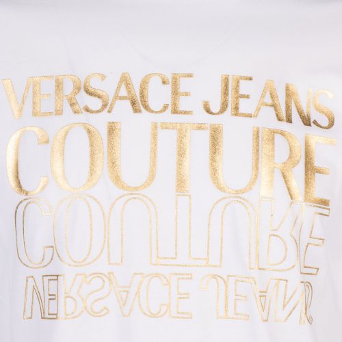Versace Jeans Couture T Shirt Mens White/Gold Upside Down Logo S/s T Shirt 