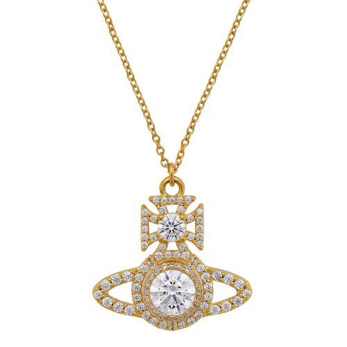 Vivienne Westwood Necklace Womens Gold/White CZ Norabelle Pendant 