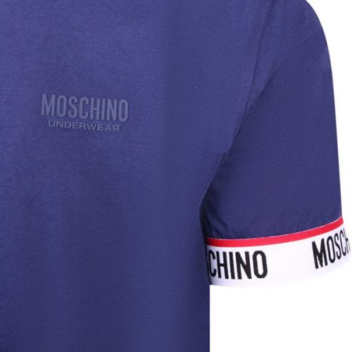 Moschino T Shirt Mens Dark Blue Tape Arm S/s