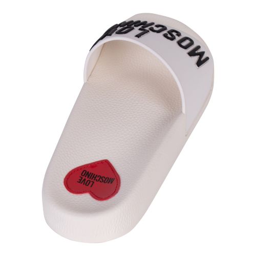 Love Moschino Slides Womens White/Black Logo Branded Slides 
