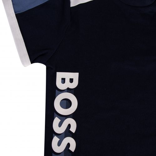 BOSS T Shirt Toddler Navy Colourblock Logo S/s T Shirt