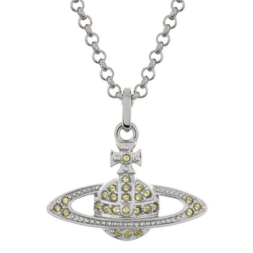 Vivienne Westwood Necklace Womens Platinum/Jonquil Crystal Mini Bas Relief Pendant