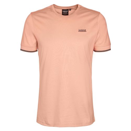 Barbour International T Shirt Mens Peach Nectar Philip Tipped Cuff S/s T Shirt