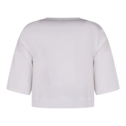 Moschino Crop T Shirt Womens White/Black Tape Shoulder Crop S/s T Shirt 