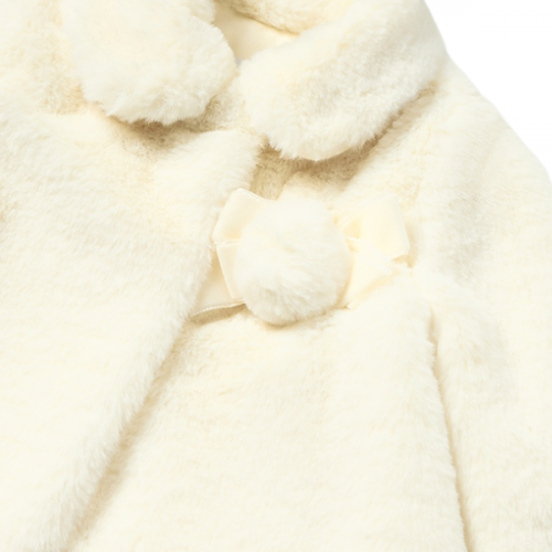 Mayoral Baby Natural Bow Faux Fur Coat