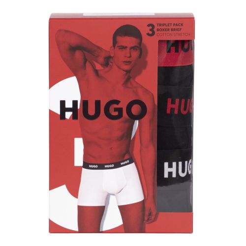 HUGO Boxers Mens Charcoal BOXERBR TRIPLET PACK