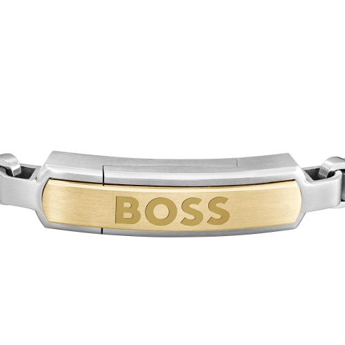 BOSS Bracelet Mens Silver/Gold Devon Box Chain Bracelet