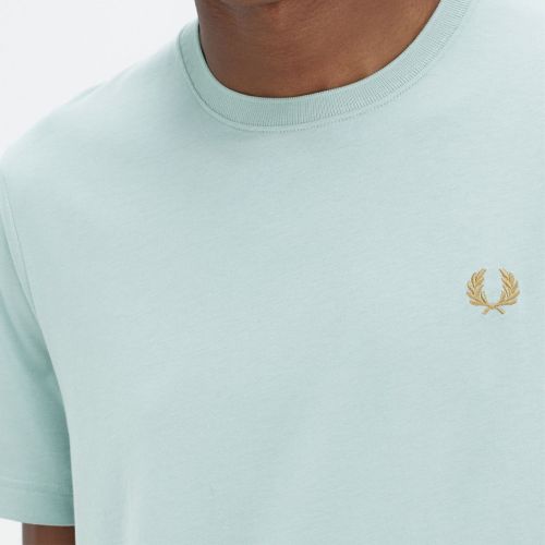 Mens Silver Blue/Dark Caramel Plain S/s T Shirt 137492 by Fred Perry from Hurleys