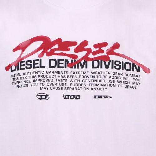 Diesel T Shirt Mens Bright White T-JUST-L3 S/s | Hurleys
