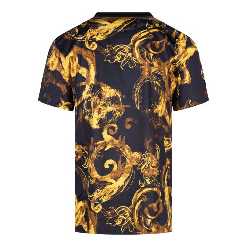Versace Jeans Couture T Shirt Mens Black/Gold Watercolour Baroque S/s T Shirt