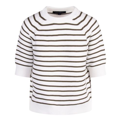 French Connection Knit Womens White Olive Lily Mozart Stripe S/s Knit