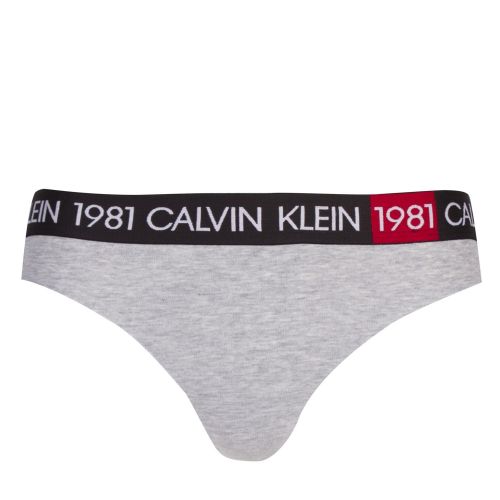 Womens Grey Heather Logo Tape Thong 49973 by Calvin Klein from Hurleys
