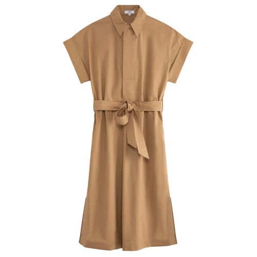 Suncoo Dress Womens Camel Clodie Shirt Midi Dress