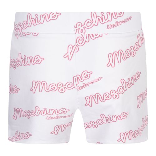 Moschino Sweat Shorts Womens White/Pink Neon Logo Sweats Shorts