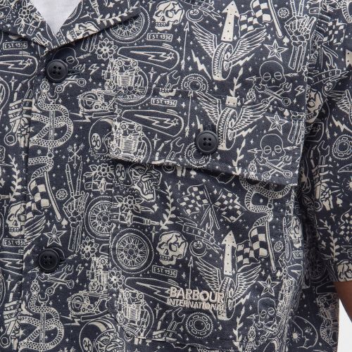 Mens Navy Mitchel Printed S/s Shirt 138044 by Barbour International from Hurleys