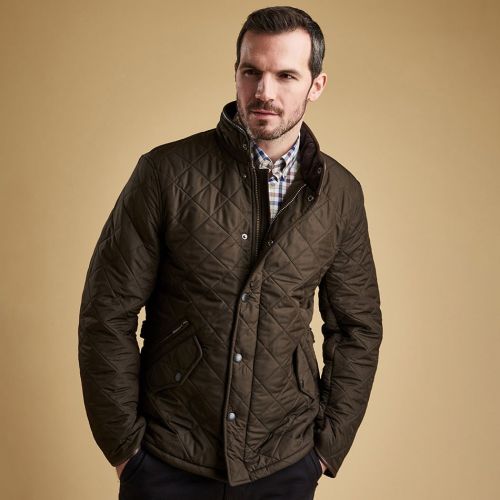 Barbour Jacket Mens Olive Powell Quilted