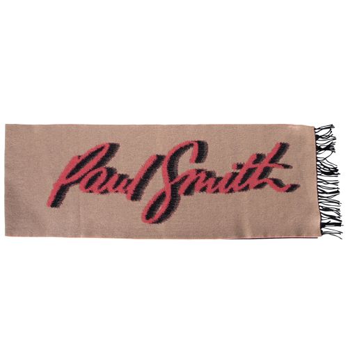 PS Paul Smith Scarf Womens Tan Colourblock Logo Scarf