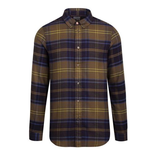 Mens Olive Flannel Check Tailored Fit L/s Shirt 92630 by PS Paul Smith from Hurleys