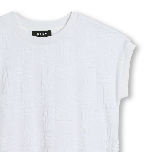 DKNY Dress Girls White Towelling Logo Dress