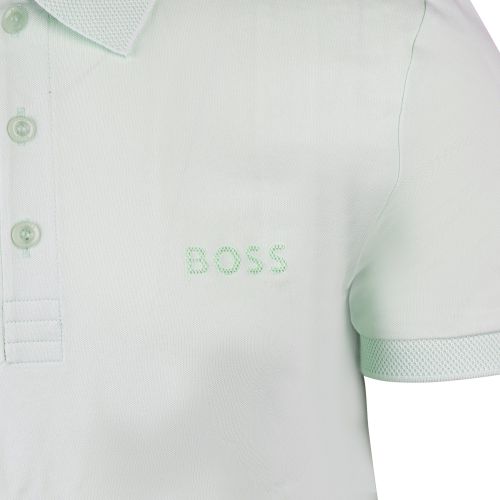 BOSS Green Polo Shirt Mens Mint Green Paule Slim Fit S/s Polo