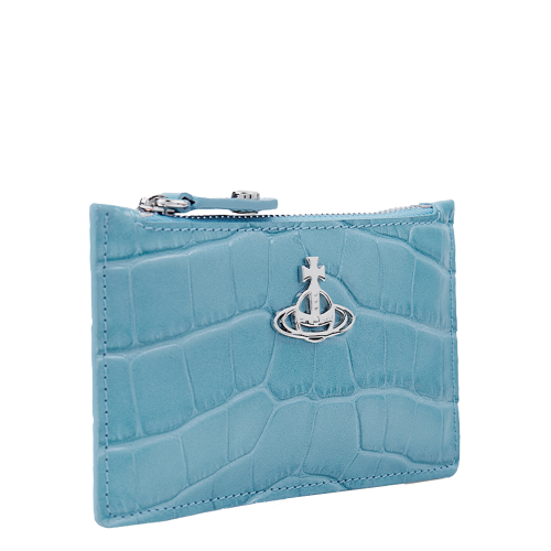 Vivienne Westwood Card Holder Womens Light Blue Embossed Croc Slim Card Holder