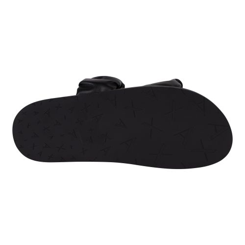 Armani Exchange Sandals Womens Black/Silver Branded Double Strap Sandals
