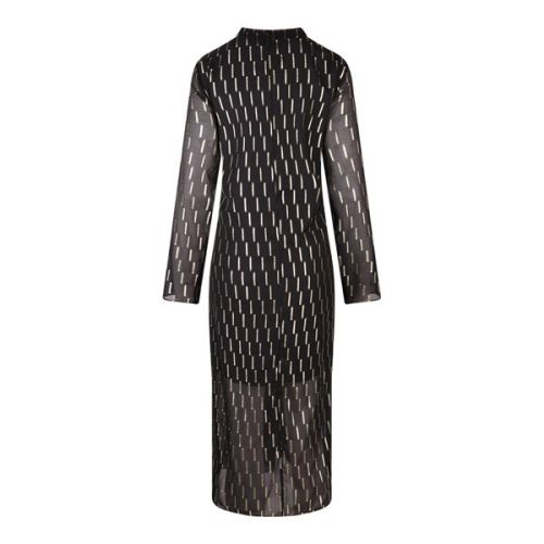 Armani Exchange Dress Womens Black/Gold Metallic Jacquard Chiffon Dress