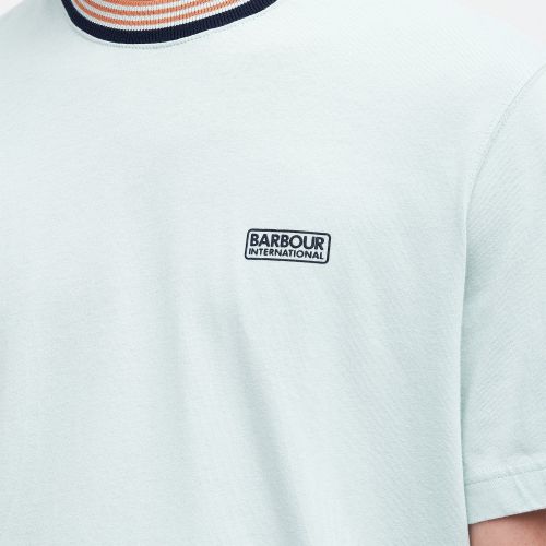 Barbour International T Shirt Mens Green Fig Filton Ringer S/s T Shirt 