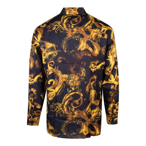 Versace Jeans Couture Shirt Mens Black/Gold Baroque Twill Viscose L/s Shirt 