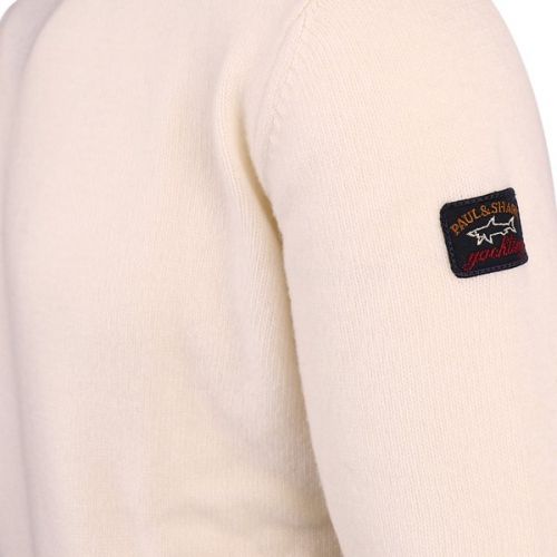 Paul And Shark Crewneck Mens Milky White Ecowool Crew Neck Knit