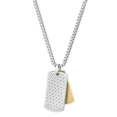 BOSS Necklace Mens Silver/Gold Devon Tag Necklace