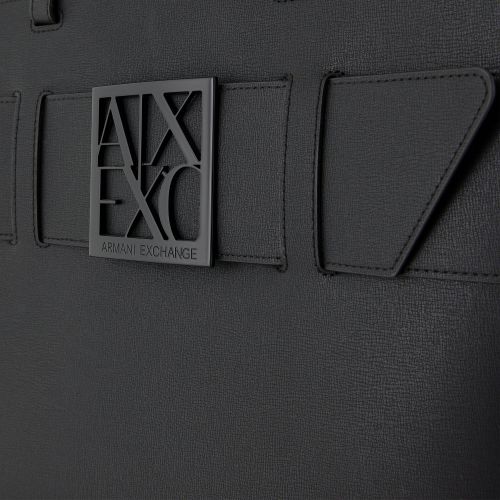 Armani Exchange Shopper Bag Womens Black Metal Logo Shopper Bag