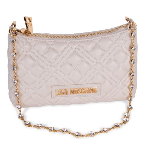 Love Moschino Bag Womens Ivory Diamond Quilt Jewel Strap Bag