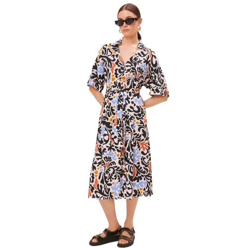 Suncoo Dress Womens Crème Carina Print Midi Dress