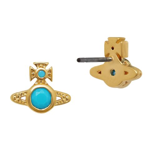 Vivienne Westwood Earrings Womens Gold/Turquoise London Orb Earrings