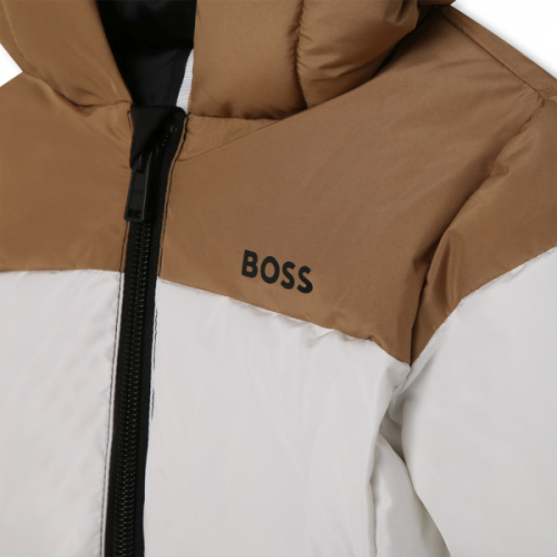 BOSS Coat Boys Black/Choc Corp Stripe Padded Jacket