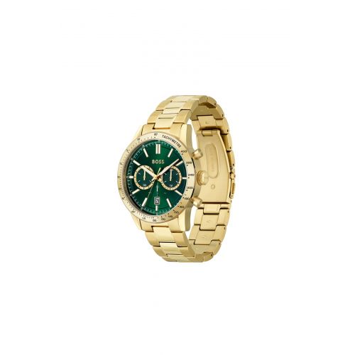 Mens Gold/Green Allure Bracelet Strap Watch