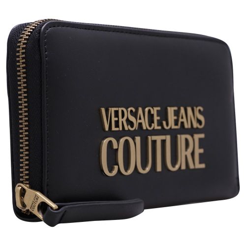 Womens Black Gold Logo Zip Around Purse 104781 by Versace Jeans Couture from Hurleys