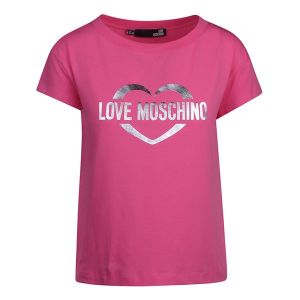 Love Moschino T Shirt Womens Fuschia Open Heart S/s | Hurleys