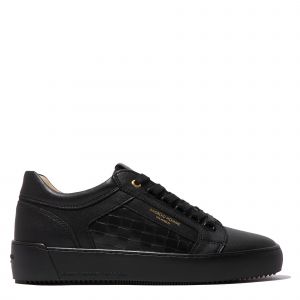 Android Homme Trainers Mens Black Leather Venice Woven Emboss Trainers