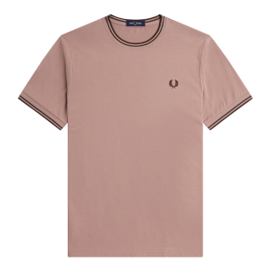 Fred Perry T Shirt Mens Dark Pink Twin Tipped S/s T Shirt