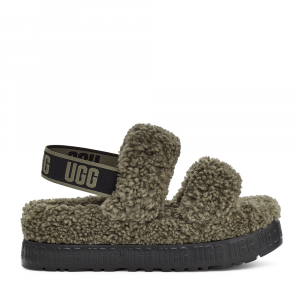 Womens Burnt Olive UGG Slippers Oh Fluffita