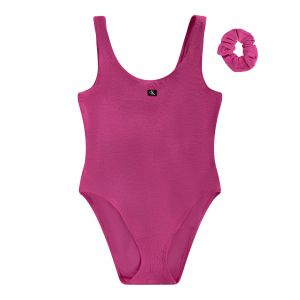 Womens Bold Pink Monogram Texture Swimsuit