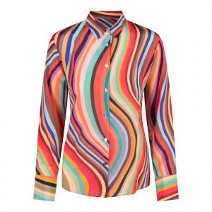 PS Paul Smith Silk Shirt Womens Swirl Print Silk Shirt