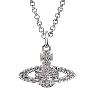 Womens Platinum/Crystal Mini Bas Relief Pendant Necklace
