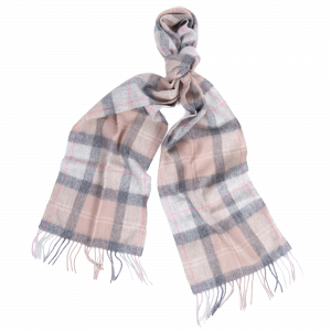 Barbour Scarf Womens Taupe/Pink Tartan Lambswool Scarf