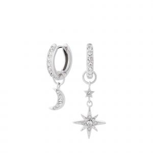 Olivia Burton Earrings Womens Silver Celestial Huggie Earrings