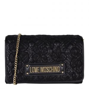 Love Moschino Crossbody Bag Womens Black Lace Quilt Crossbody Bag